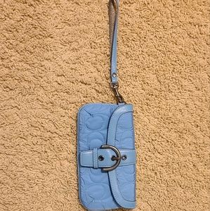 Coach quilted nylon signature wristlet